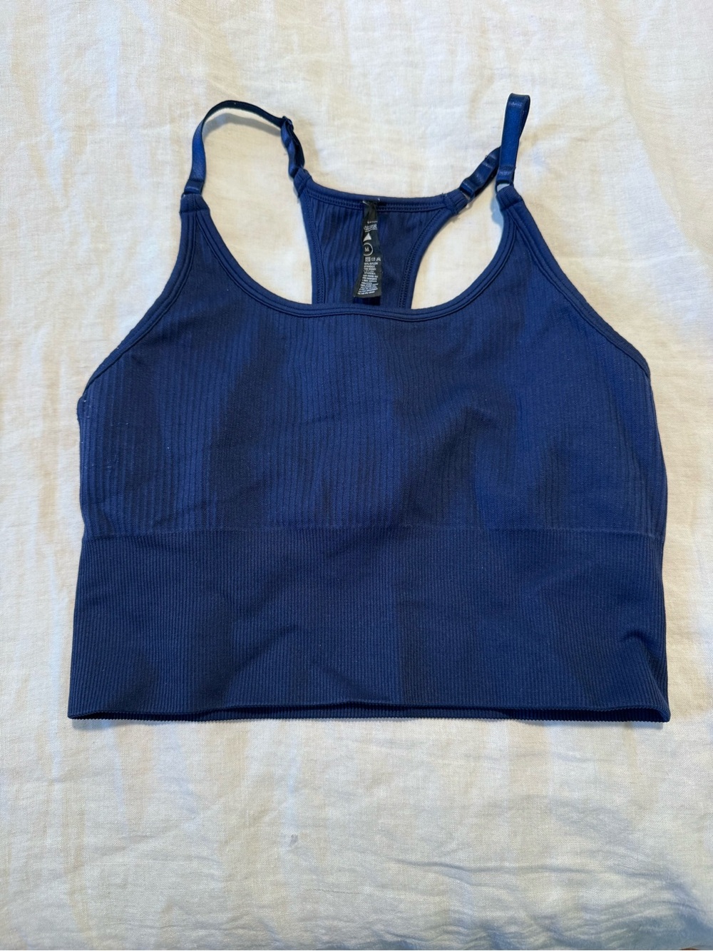 Balance Collection Navy Ribbed Racerback Crop Top - Picture 2 of 2